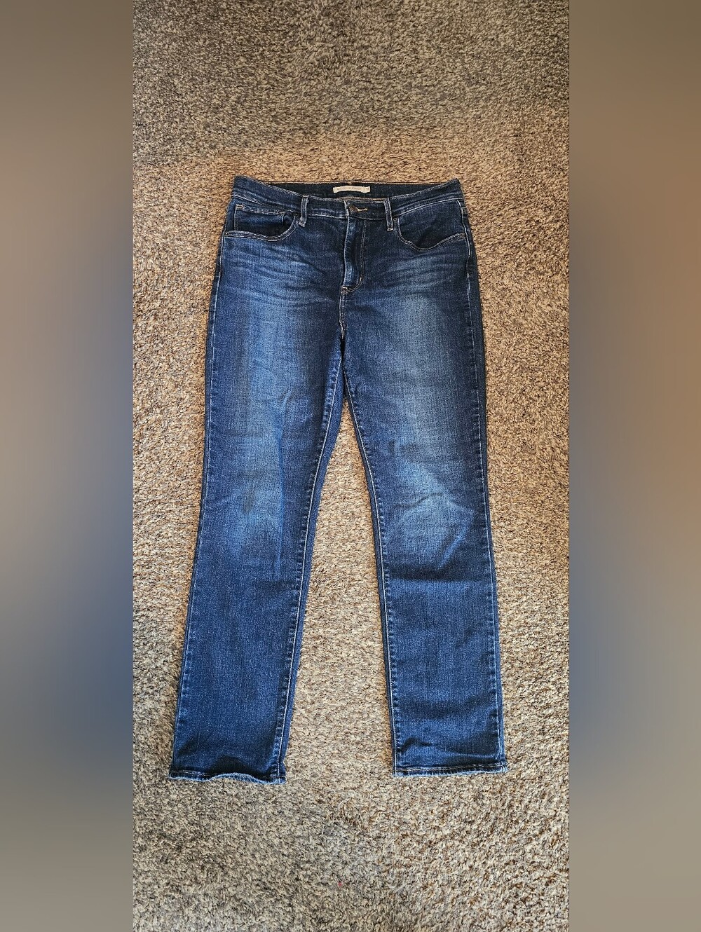 LEVIS High Rise Straight Dark Wash Stretch Jeans Womens 31/12 x 30